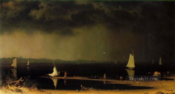  under Oil Painting - Thunder Storm on Narragansett Bay ATC Romantic Martin Johnson Heade